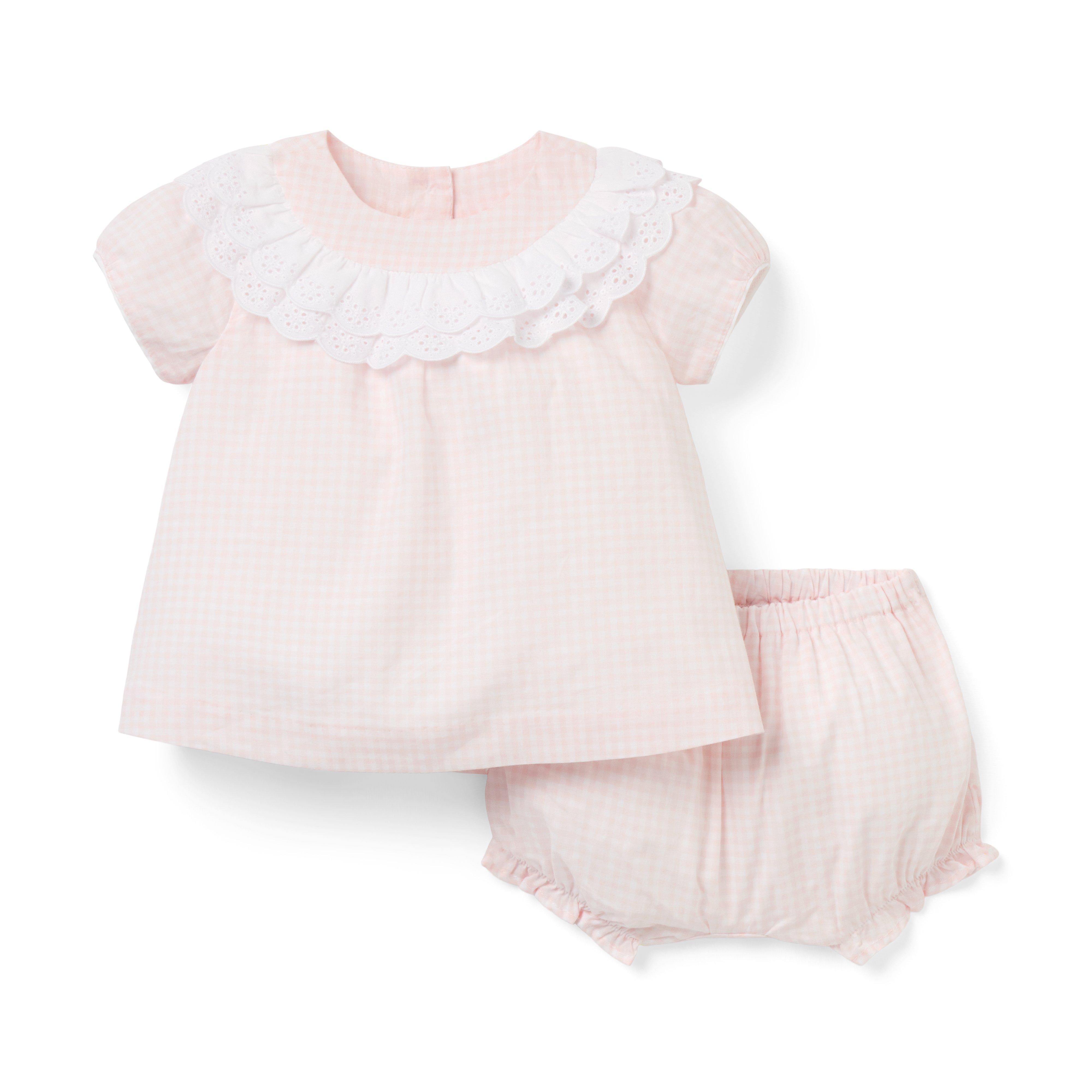 Baby Gingham Eyelet Collar Matching Set
