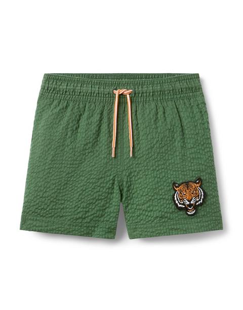 Recycled Seersucker Tiger Swim Trunk