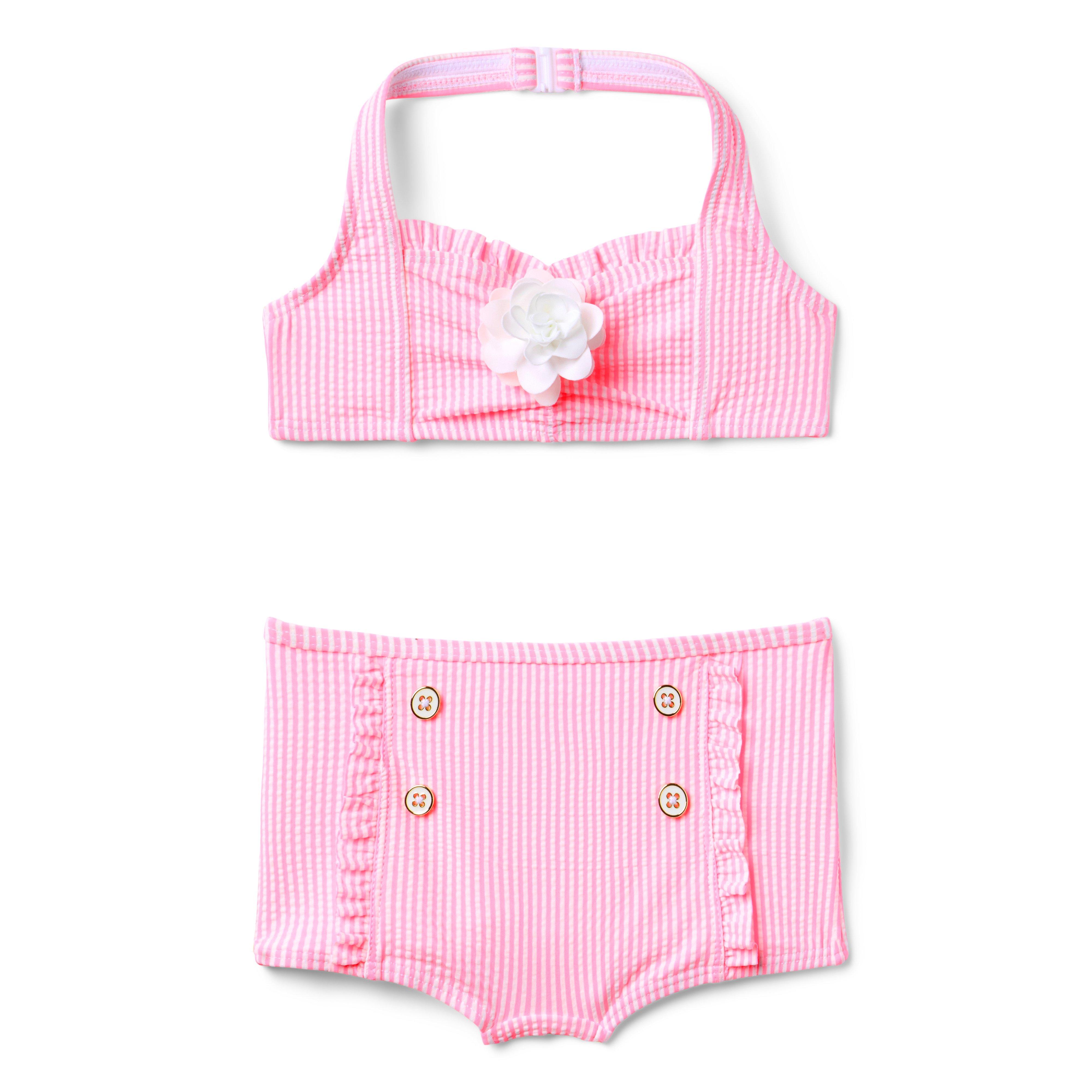 Recycled Striped Rosette 2-Piece Swimsuit