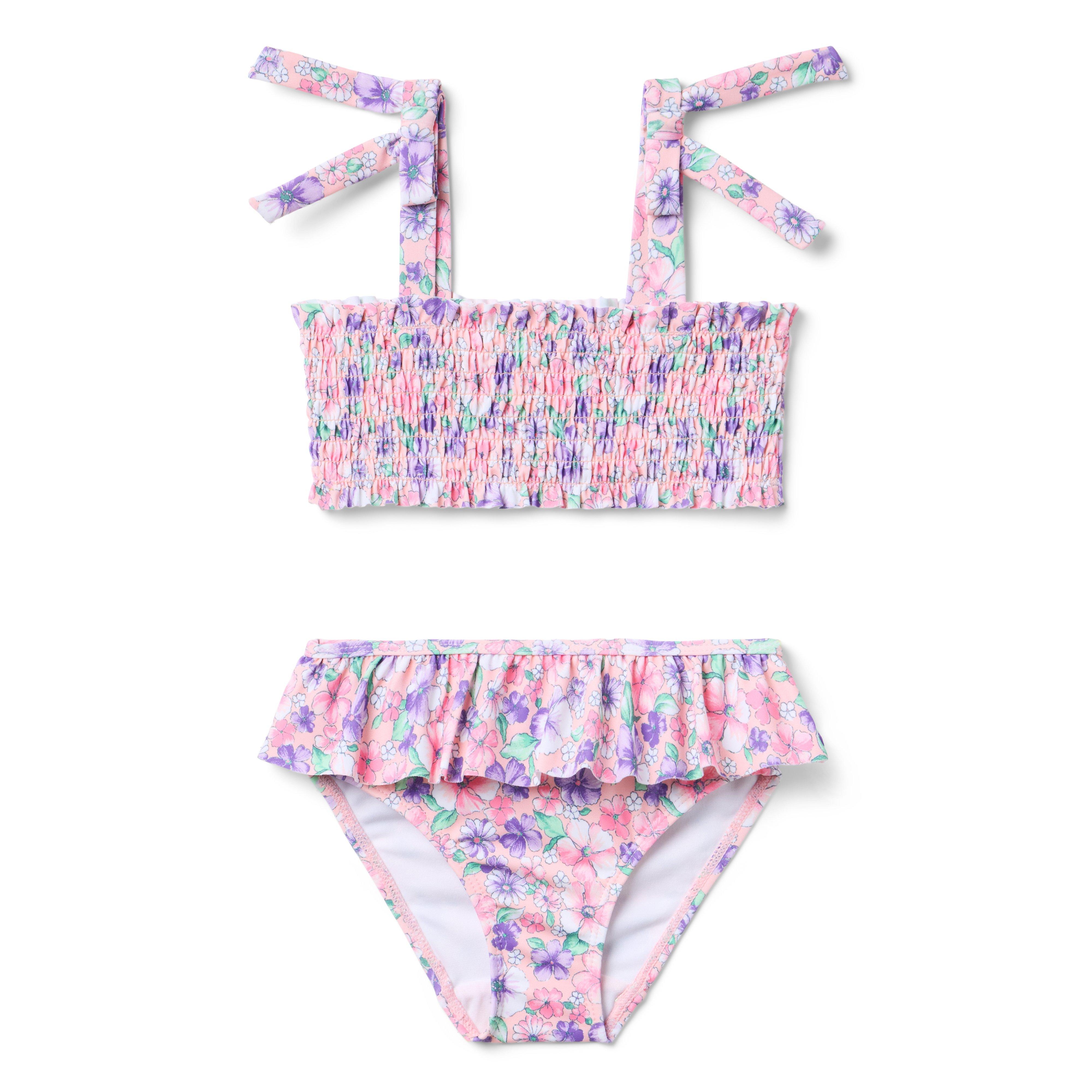 Recycled Floral Smocked 2-Piece Swimsuit