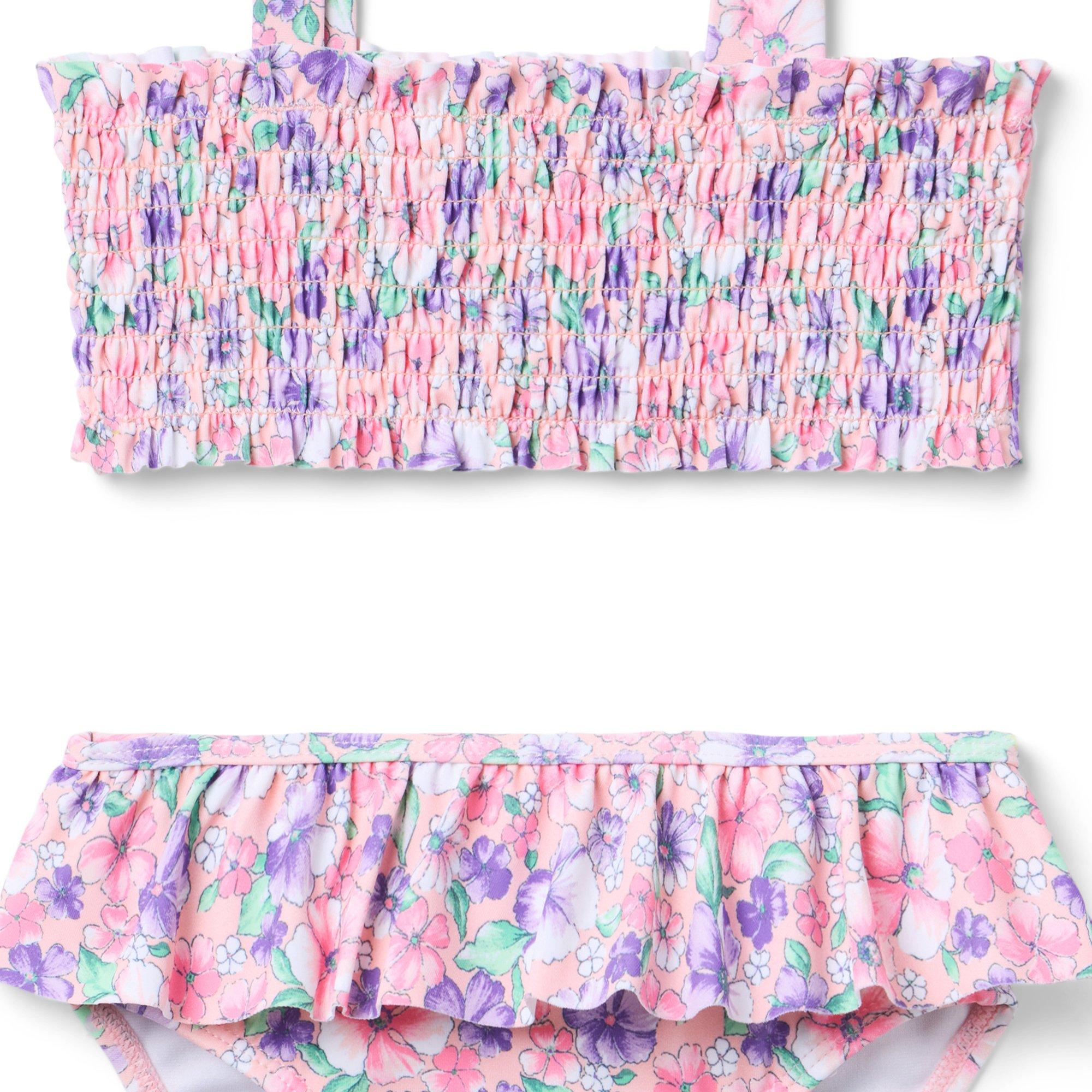 Recycled Floral Smocked 2-Piece Swimsuit image number 1