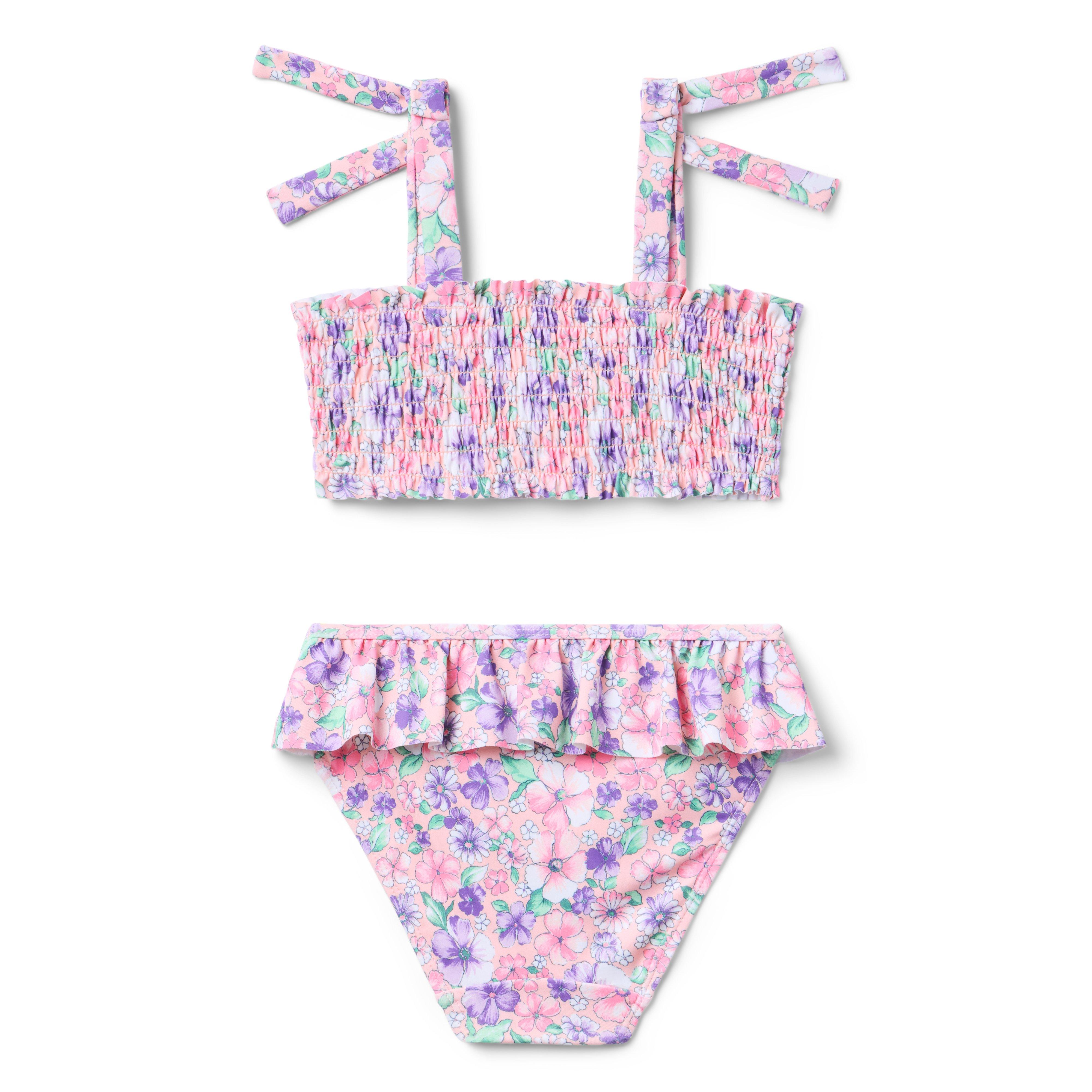 Recycled Floral Smocked 2-Piece Swimsuit image number 2