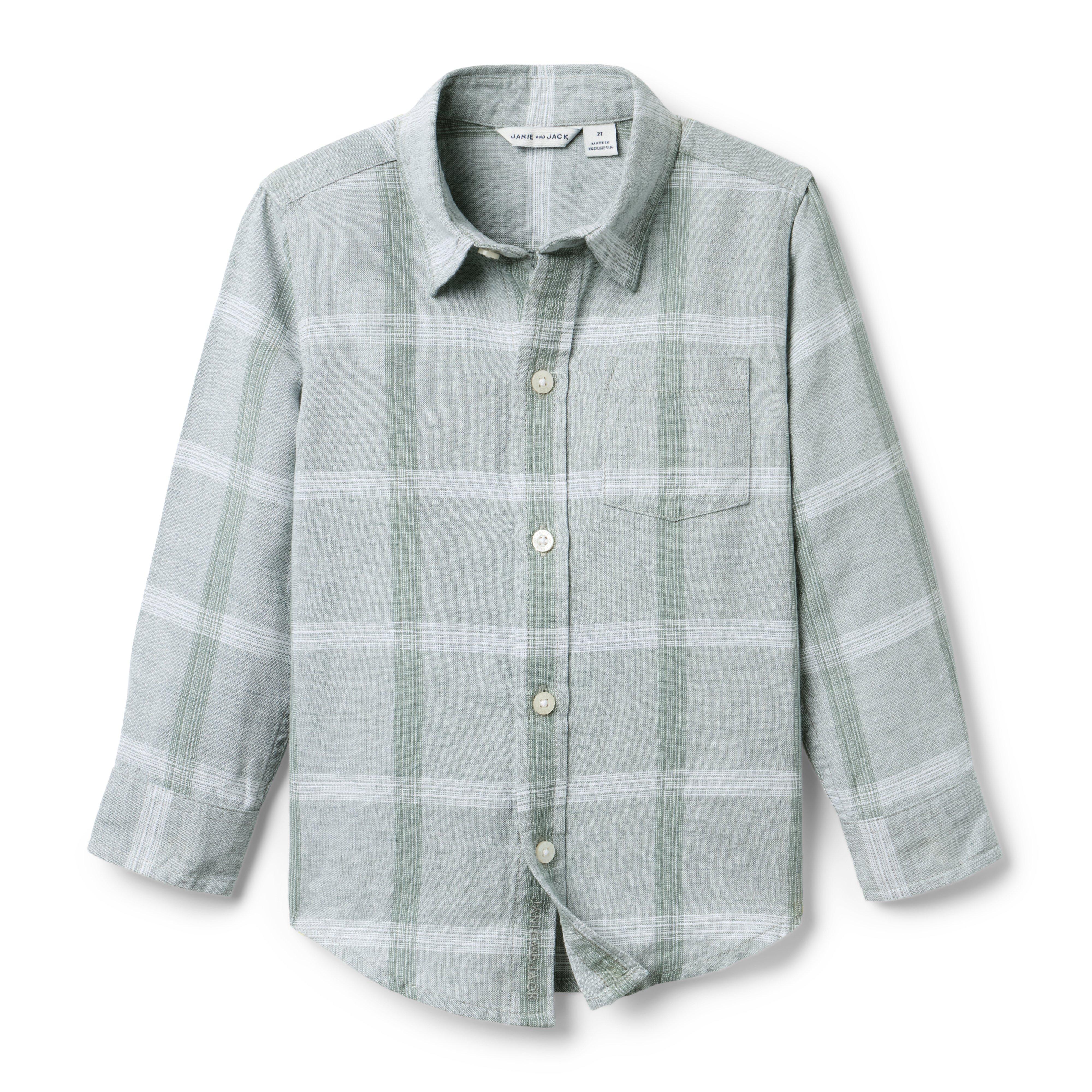 Plaid Linen-Cotton Shirt