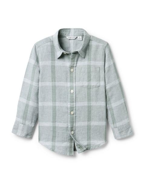Plaid Linen-Cotton Shirt