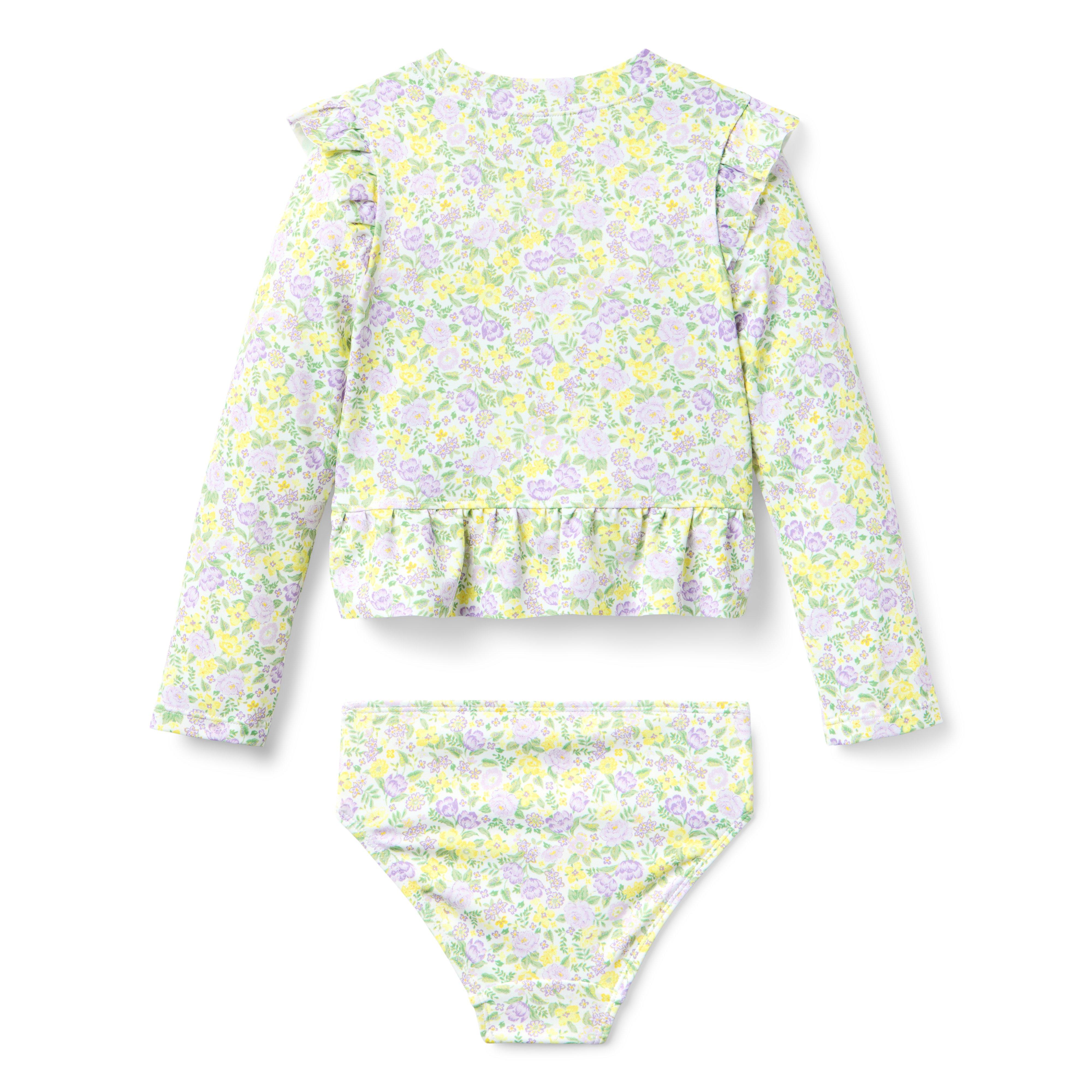 Recycled Floral Ruffle Rash Guard Swimsuit image number 2