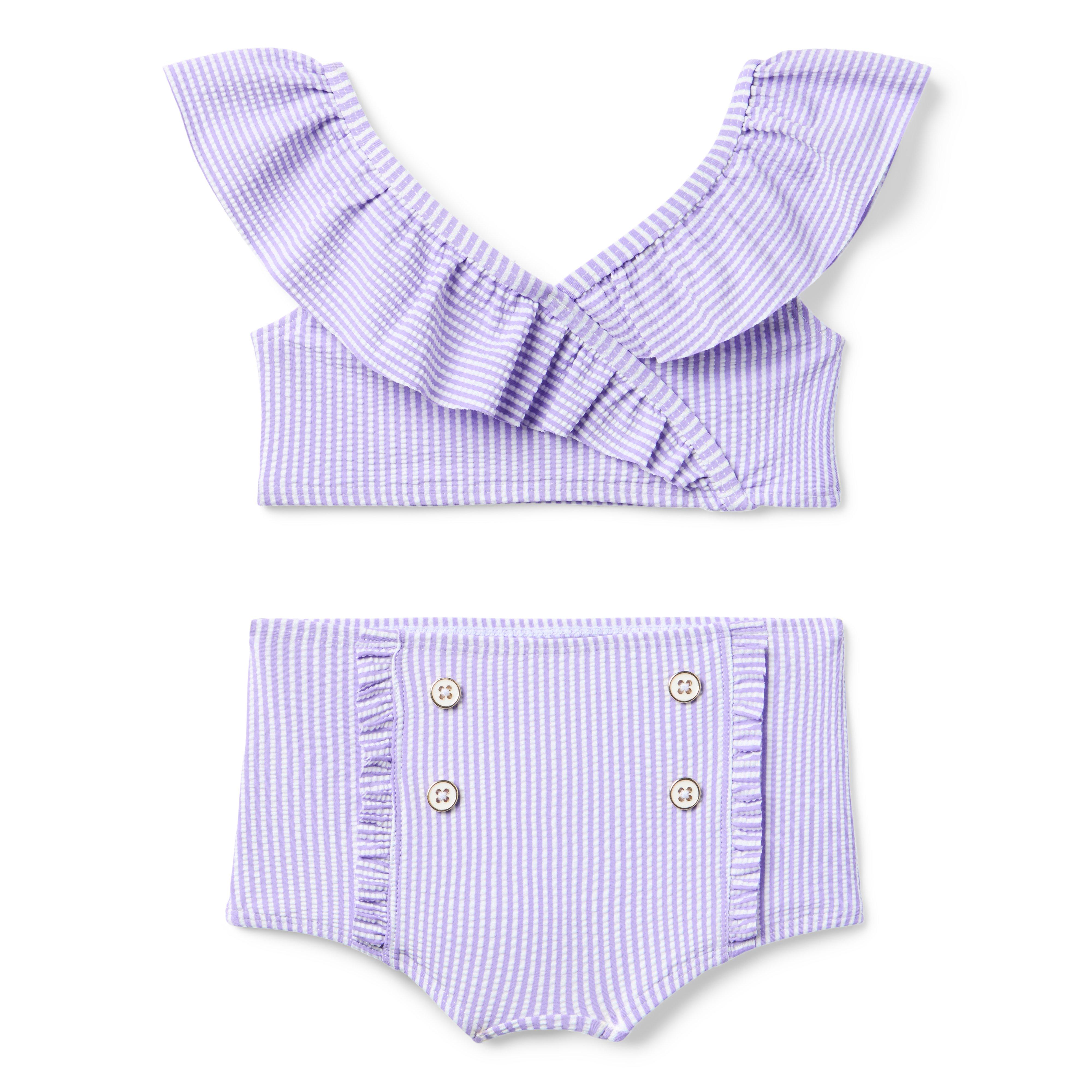 Recycled Striped Ruffle 2-Piece Swimsuit