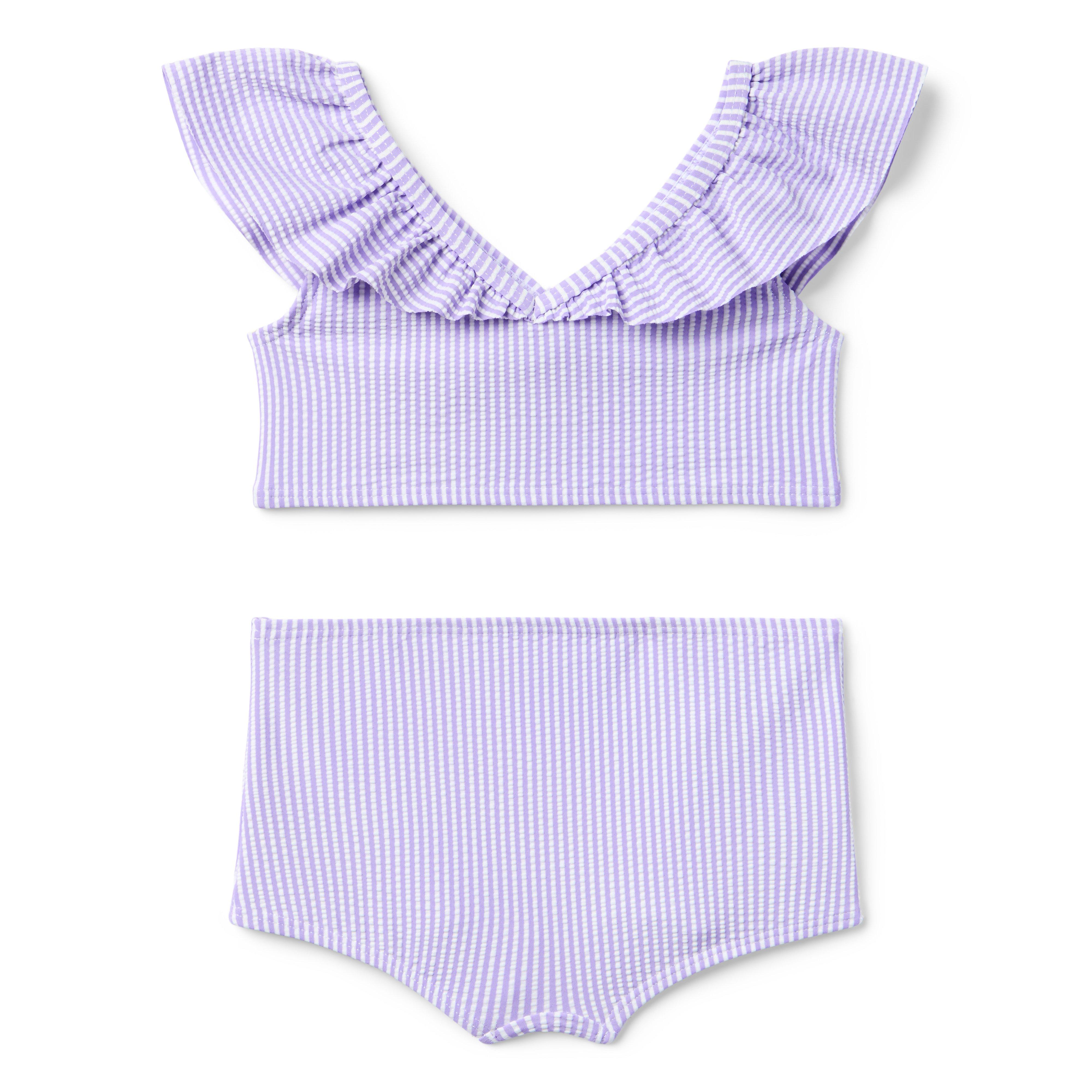Recycled Striped Ruffle 2-Piece Swimsuit image number 2