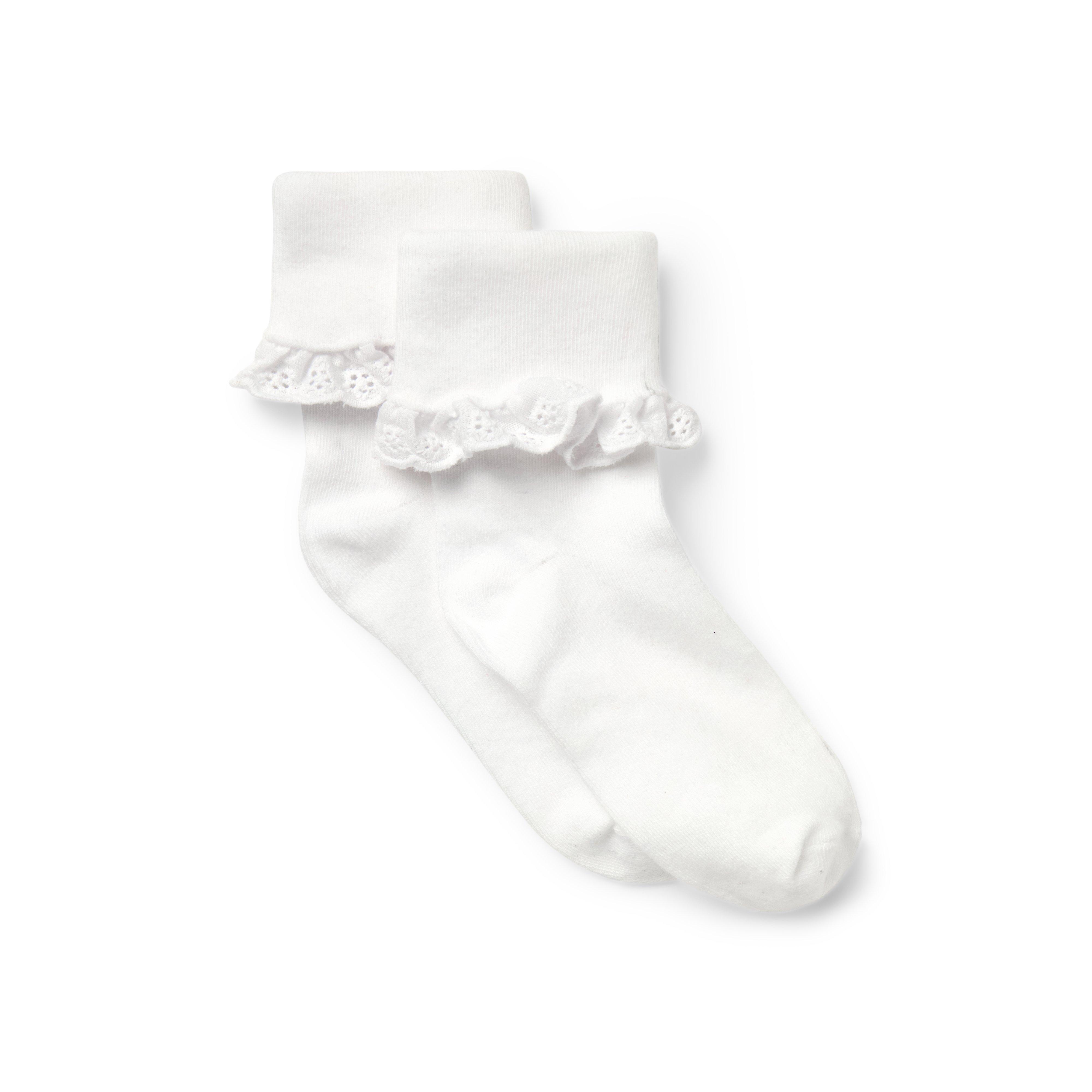 Eyelet Ruffle Cuff Sock 2-Pack