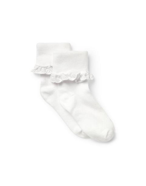Eyelet Ruffle Cuff Sock 2-Pack