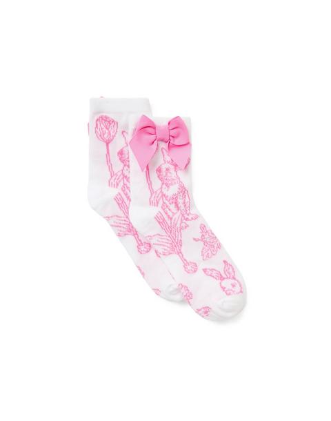 Bunny Toile Bow Sock