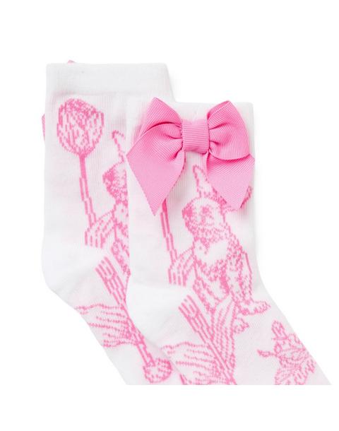 Bunny Toile Bow Sock