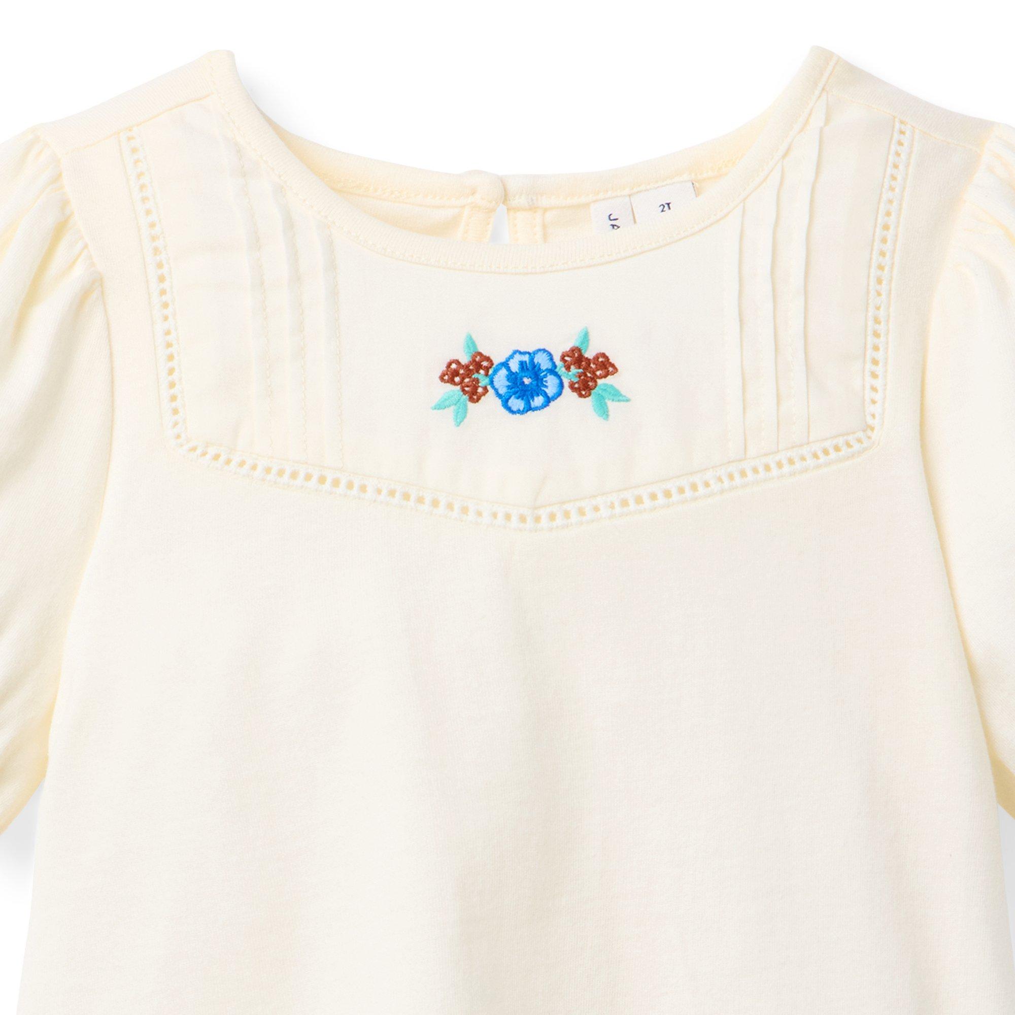 Embroidered Floral Puff Sleeve Top image number 1