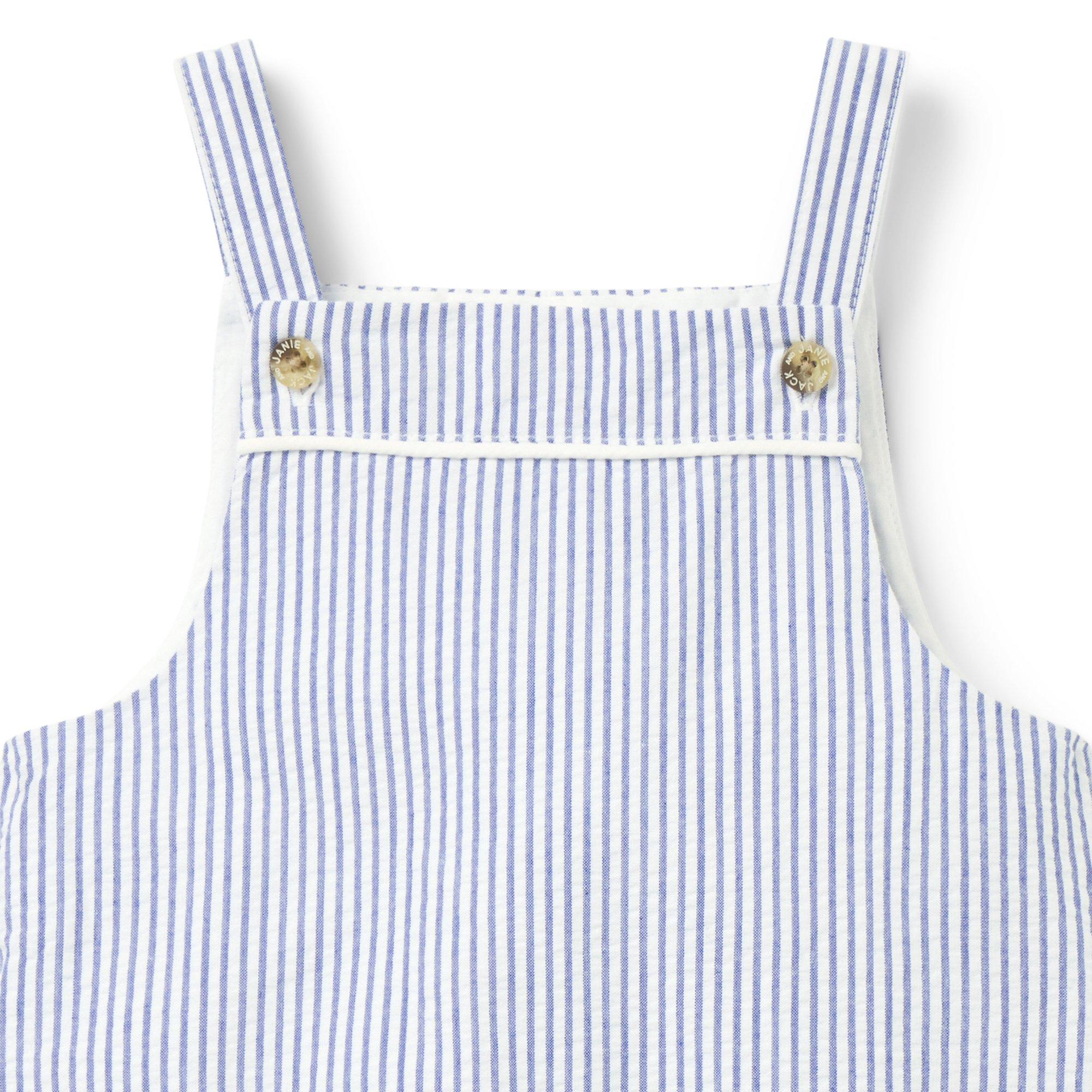Baby Striped Seersucker Overall image number 1