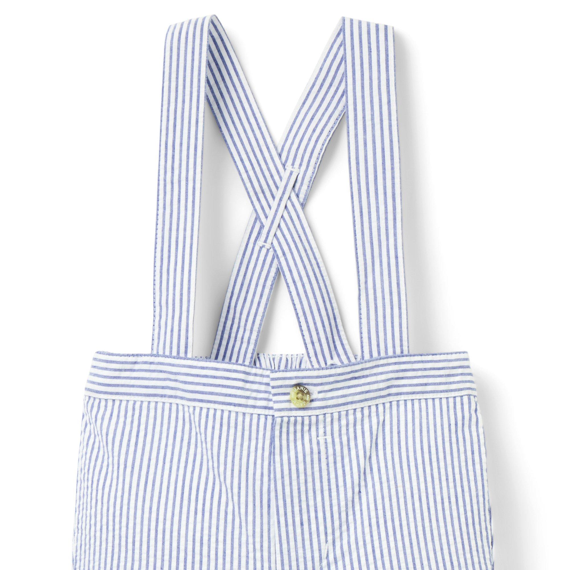 Baby Striped Seersucker Suspender Pant image number 1