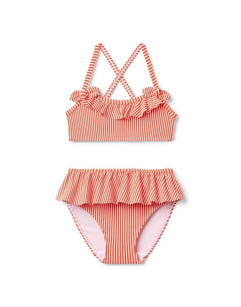 Recycled Striped Ruffle 2-Piece Swimsuit