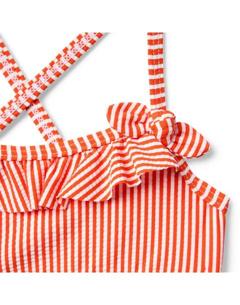 Recycled Striped Ruffle 2-Piece Swimsuit