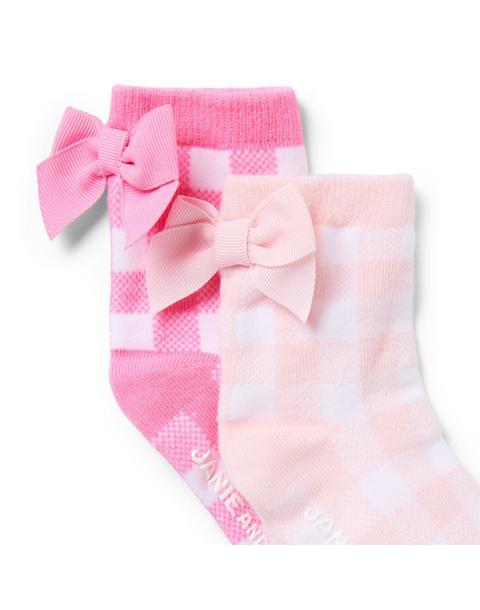 Gingham Bow Sock 2-Pack