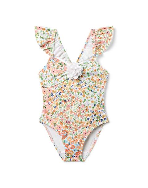 Recycled Floral Ruffle Rosette Swimsuit