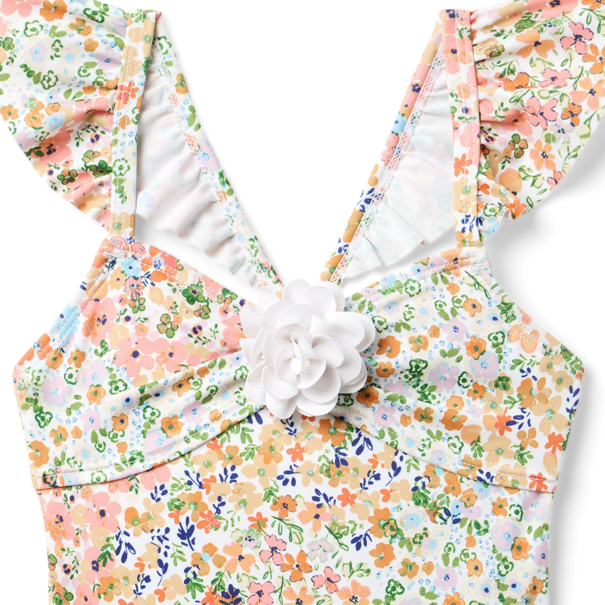 Recycled Floral Ruffle Rosette Swimsuit image number 1
