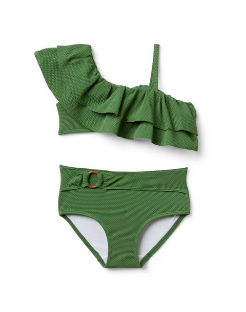 Recycled Ruffle Shoulder 2-Piece Swimsuit