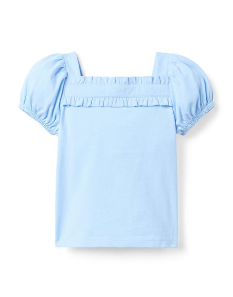 Ruffle Trim Puff Sleeve Top