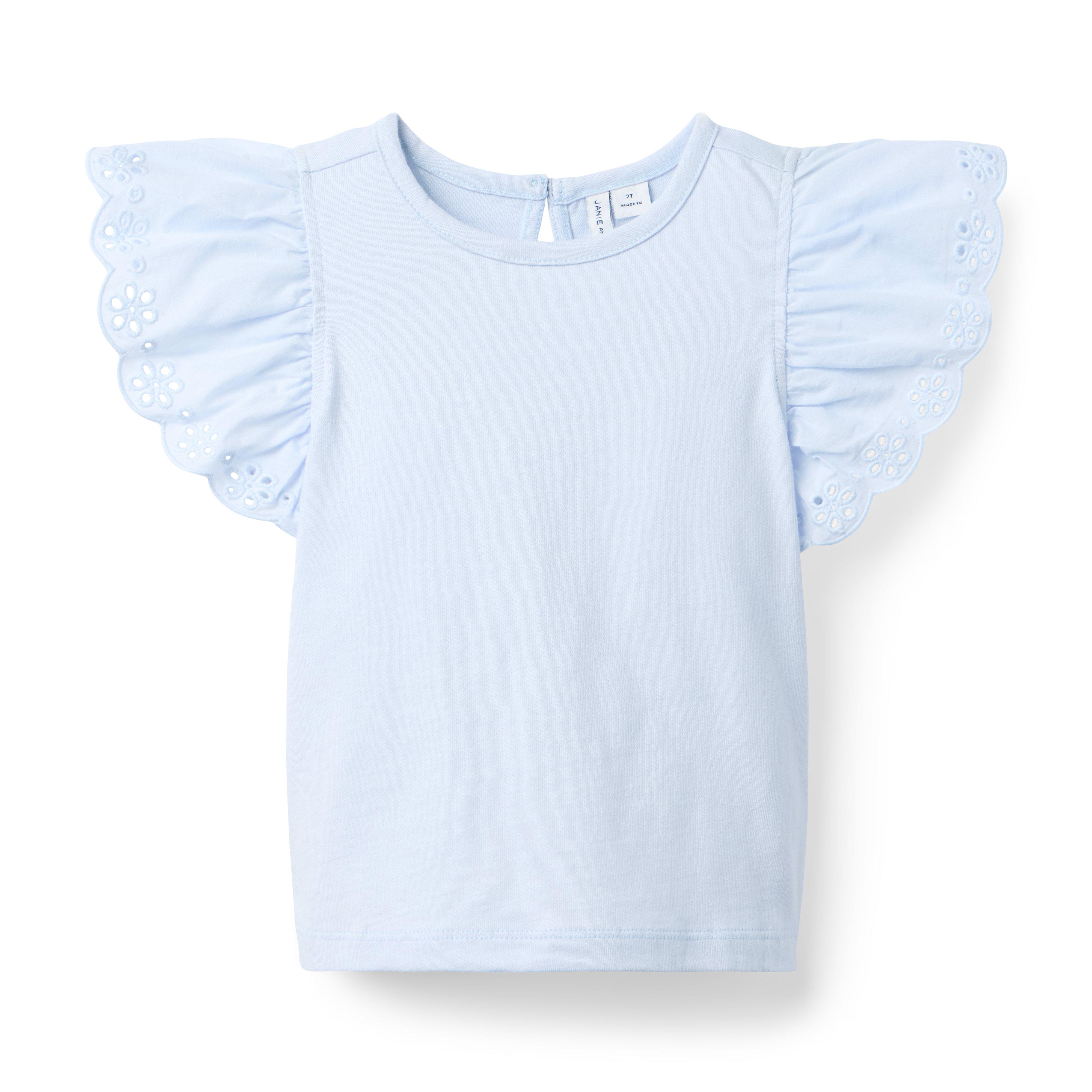 Eyelet Flutter Sleeve Tee