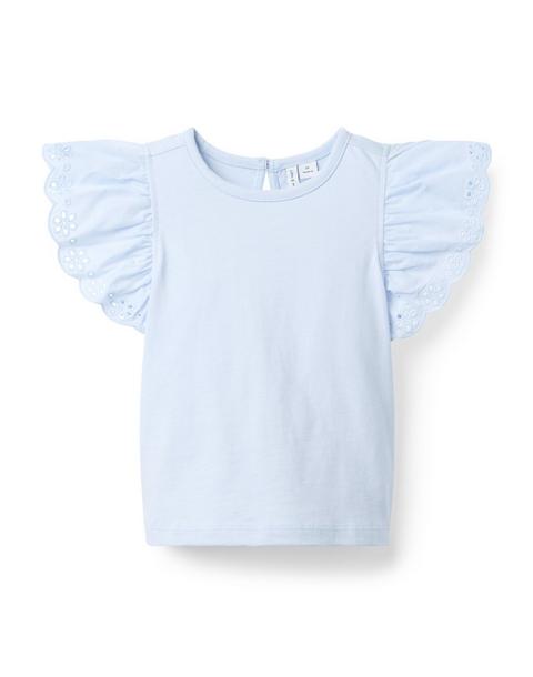 Eyelet Flutter Sleeve Tee