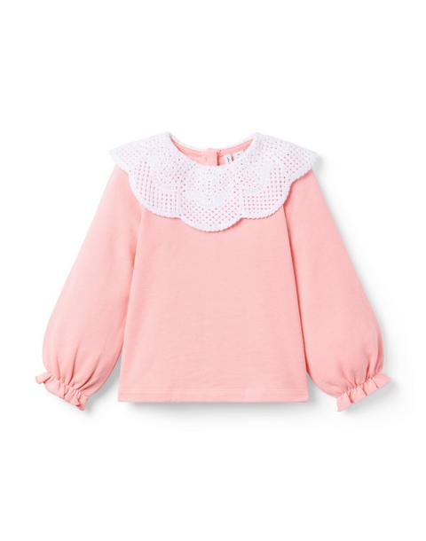 Crochet Collared Sweatshirt