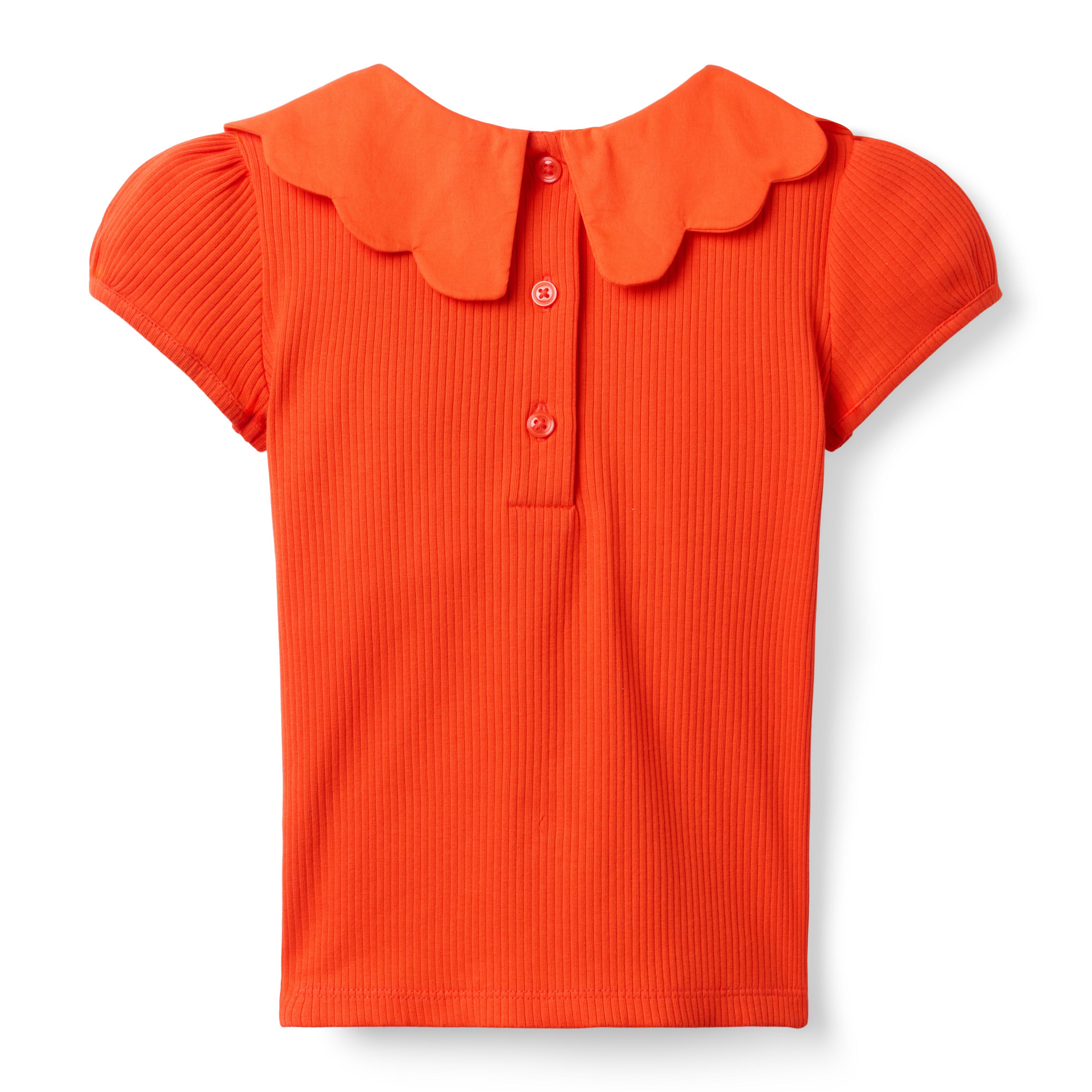 Scalloped Collar Ribbed Top image number 1