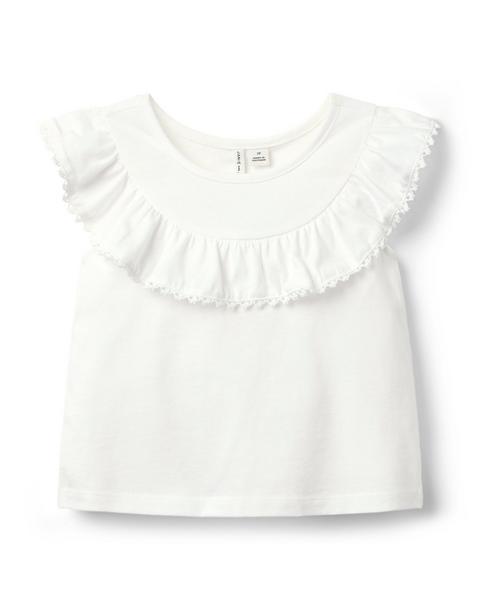 Lace Trim Ruffle Top