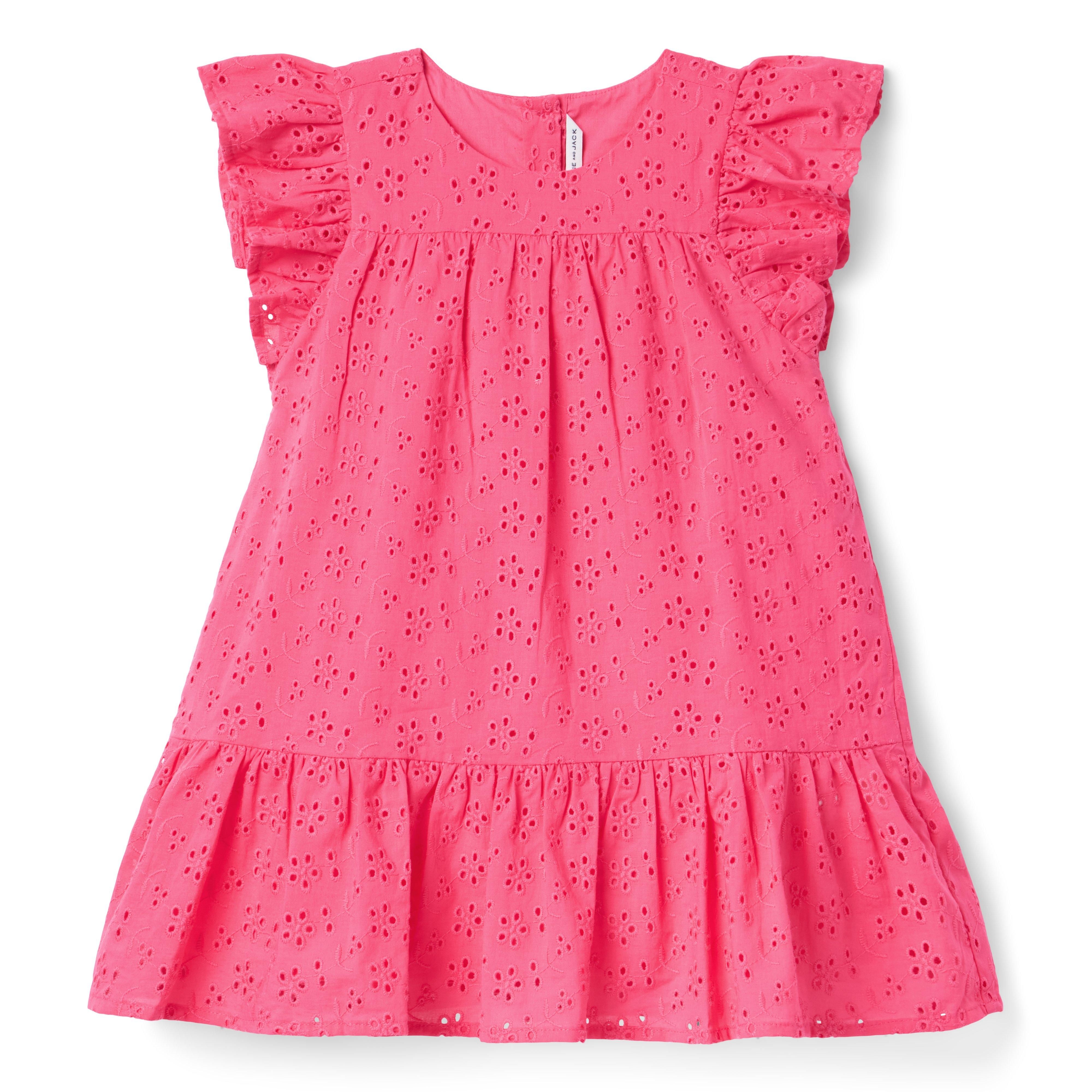 Eyelet Flutter Sleeve Dress