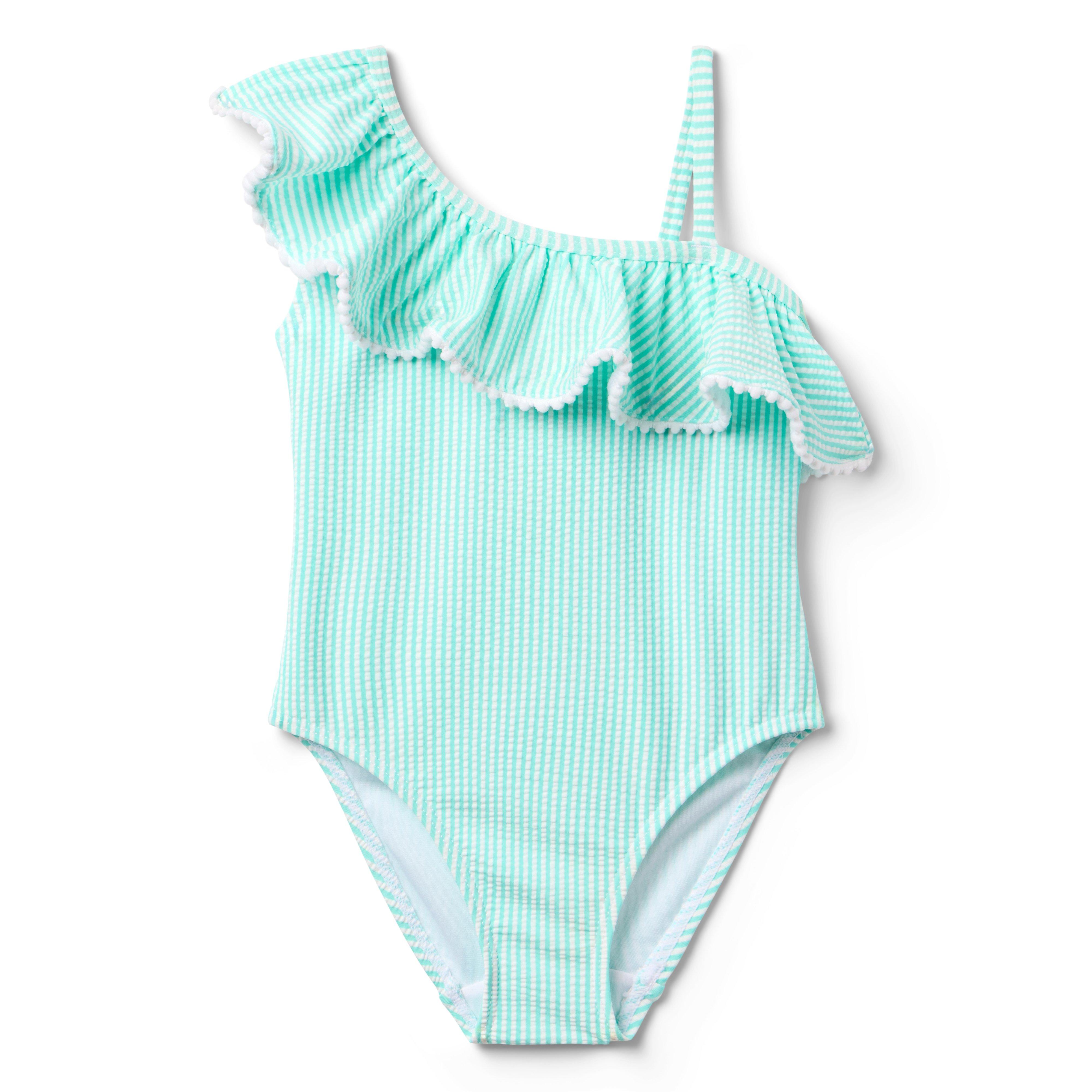 Recycled Striped Ruffle Swimsuit