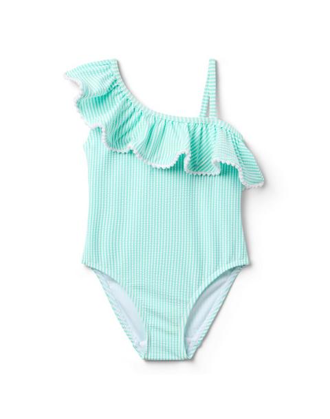 Recycled Striped Ruffle Swimsuit