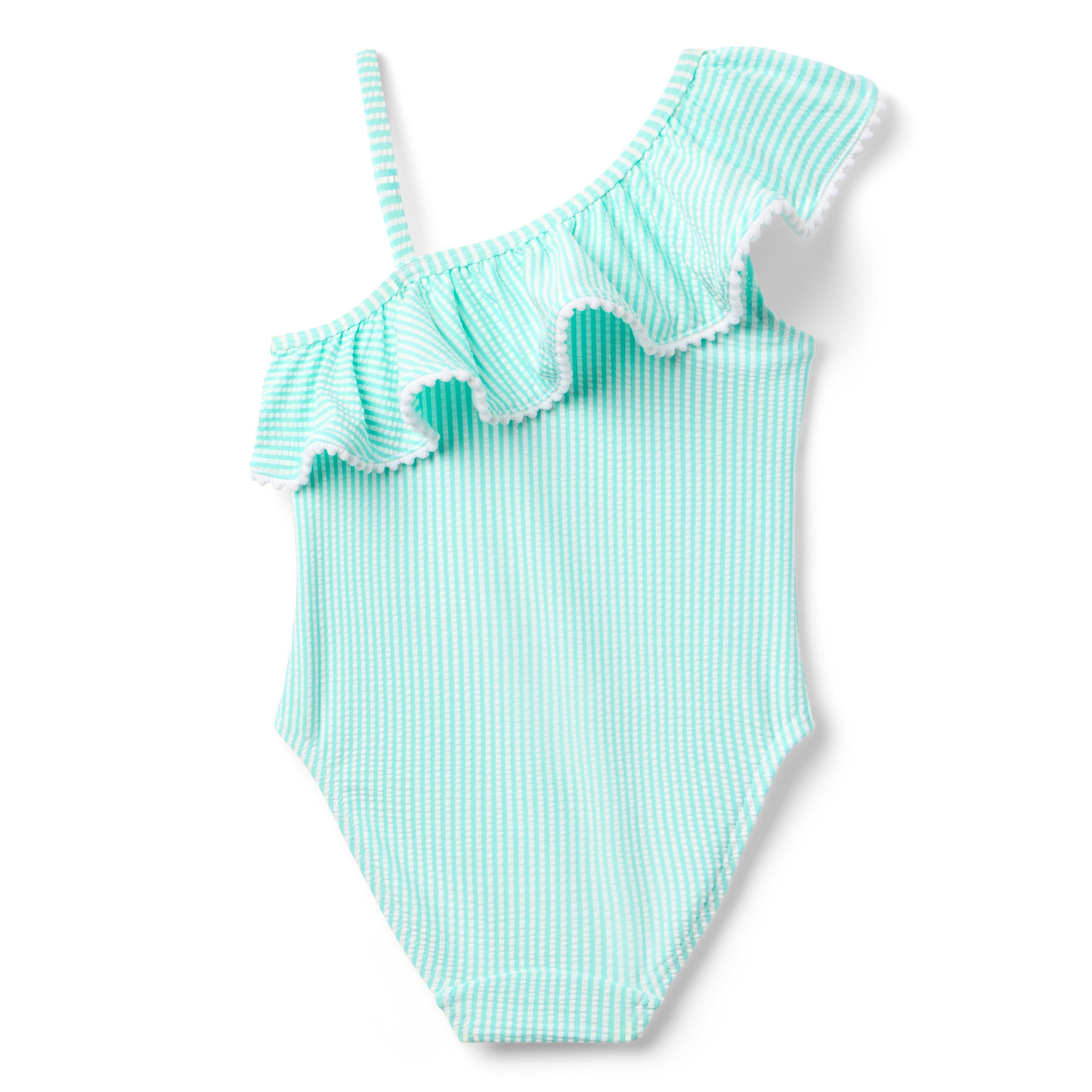 Recycled Striped Ruffle Swimsuit image number 1