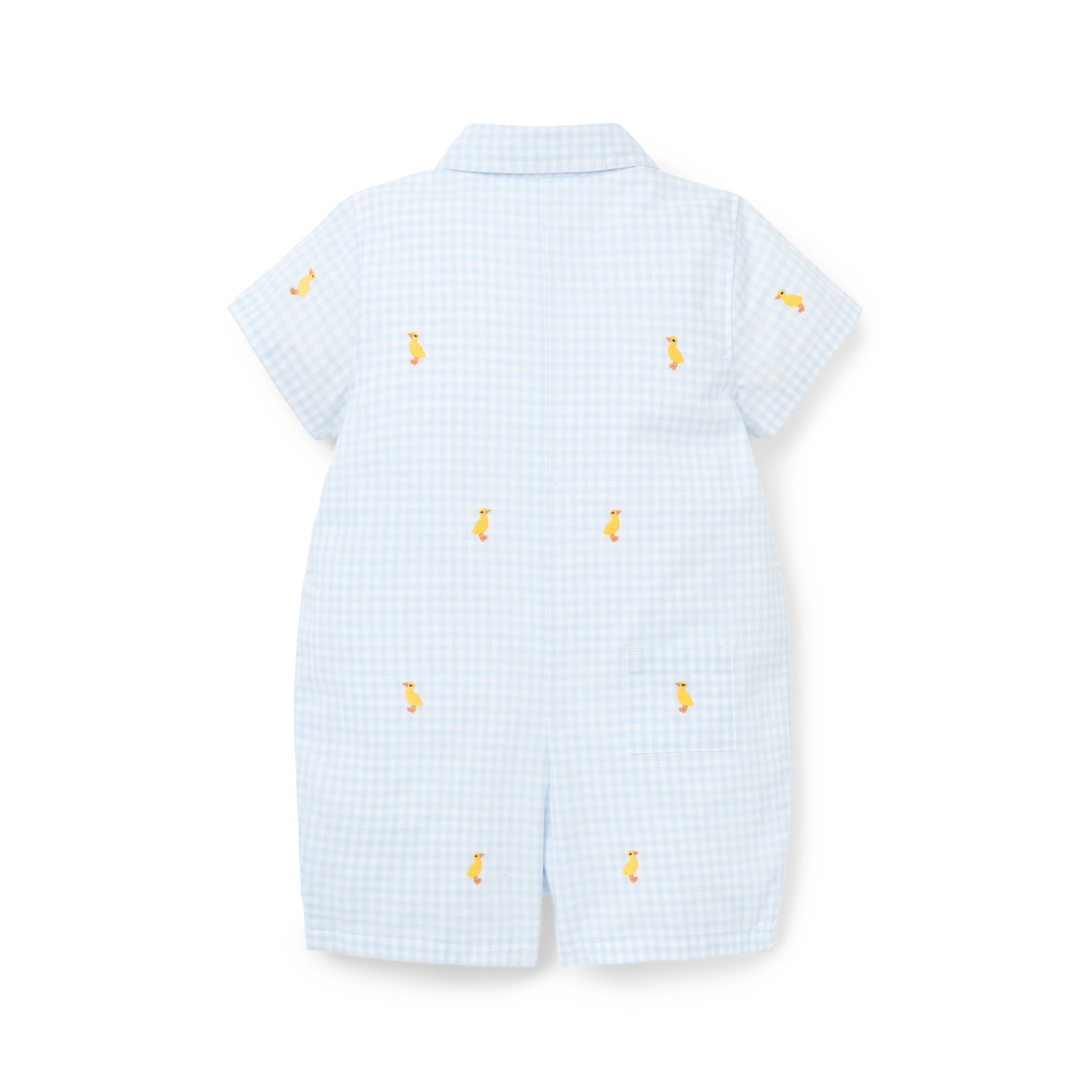 Baby Gingham Embroidered Duck Romper image number 2