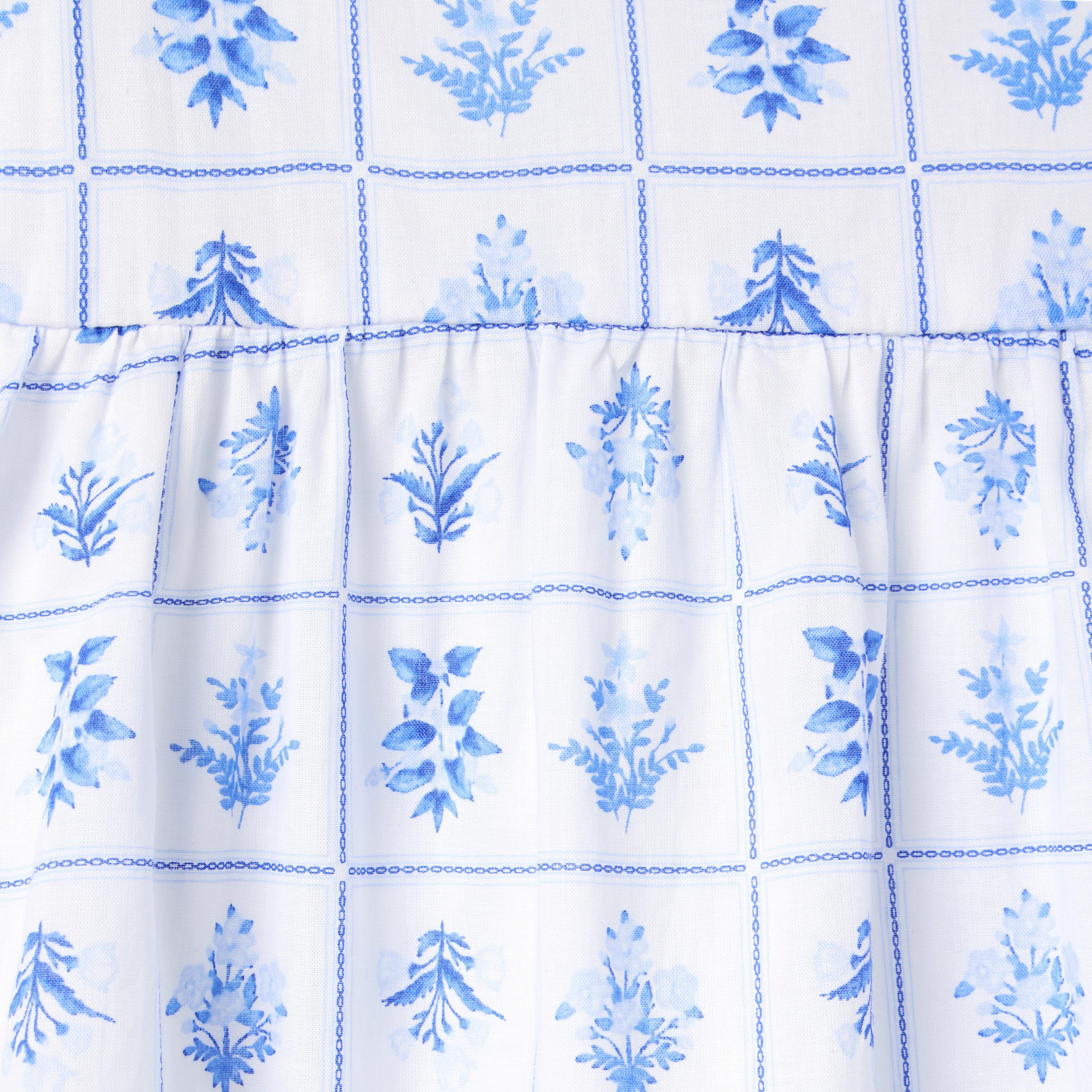 Floral Tile Puff Sleeve Dress image number 1