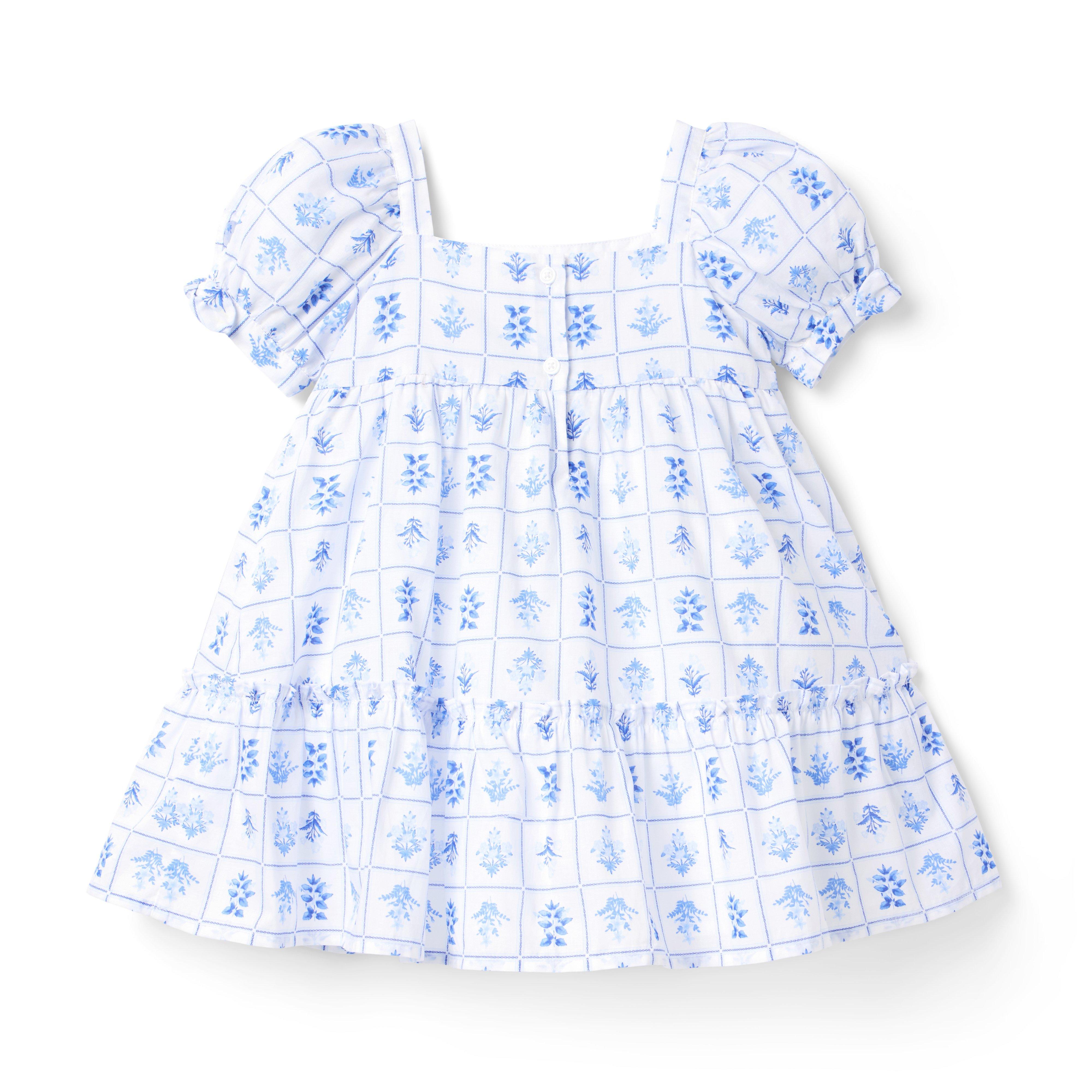 Floral Tile Puff Sleeve Dress image number 2