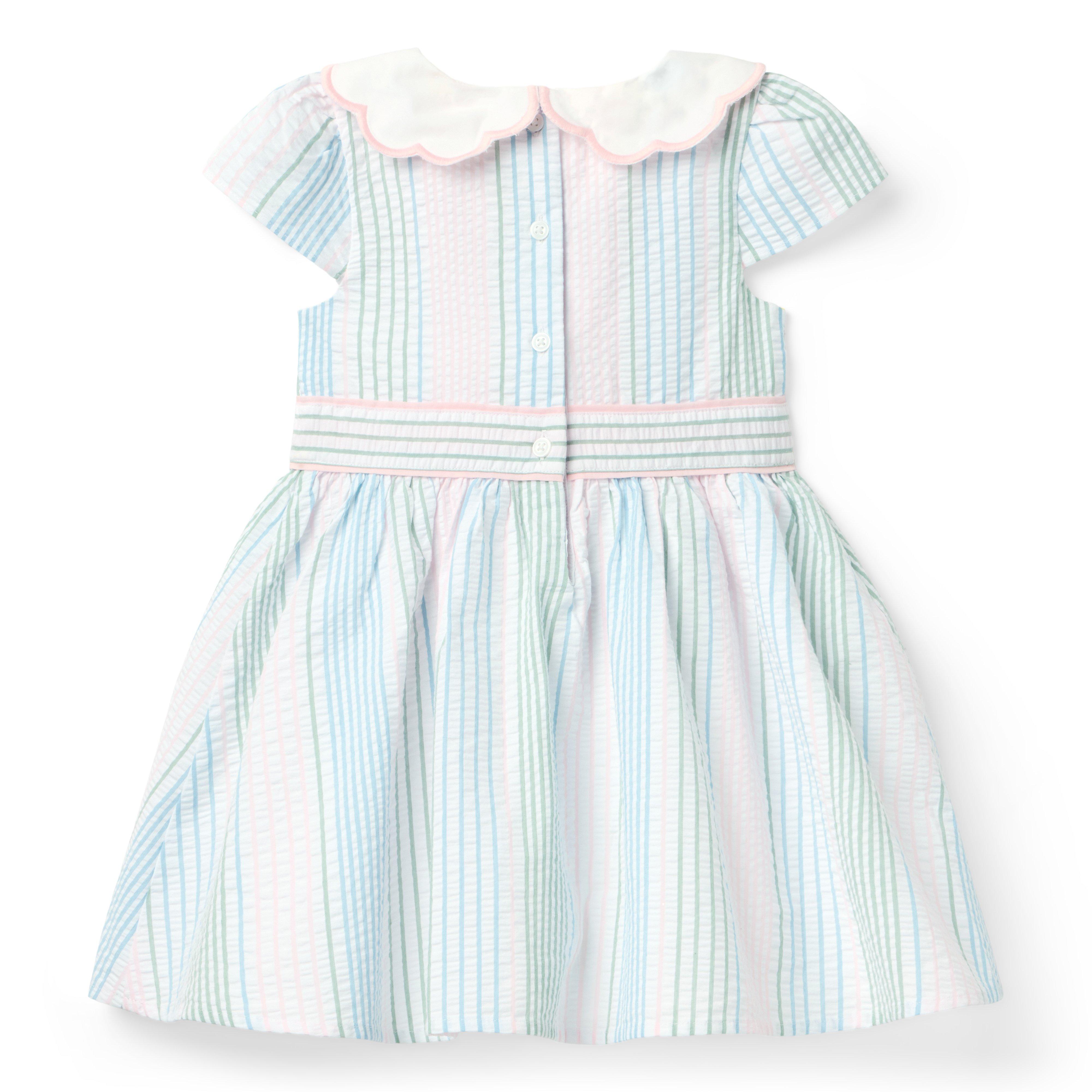 Striped Seersucker Collared Dress image number 2