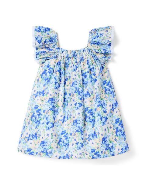 Floral Flutter Sleeve Smocked Dress