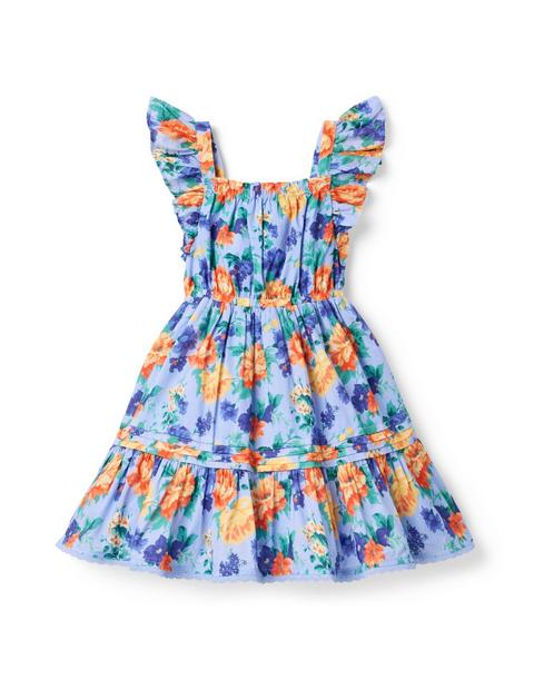 Floral Flutter Sleeve Pintuck Dress