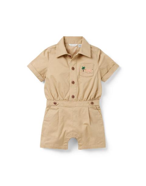 The Safari Twill Baby Romper