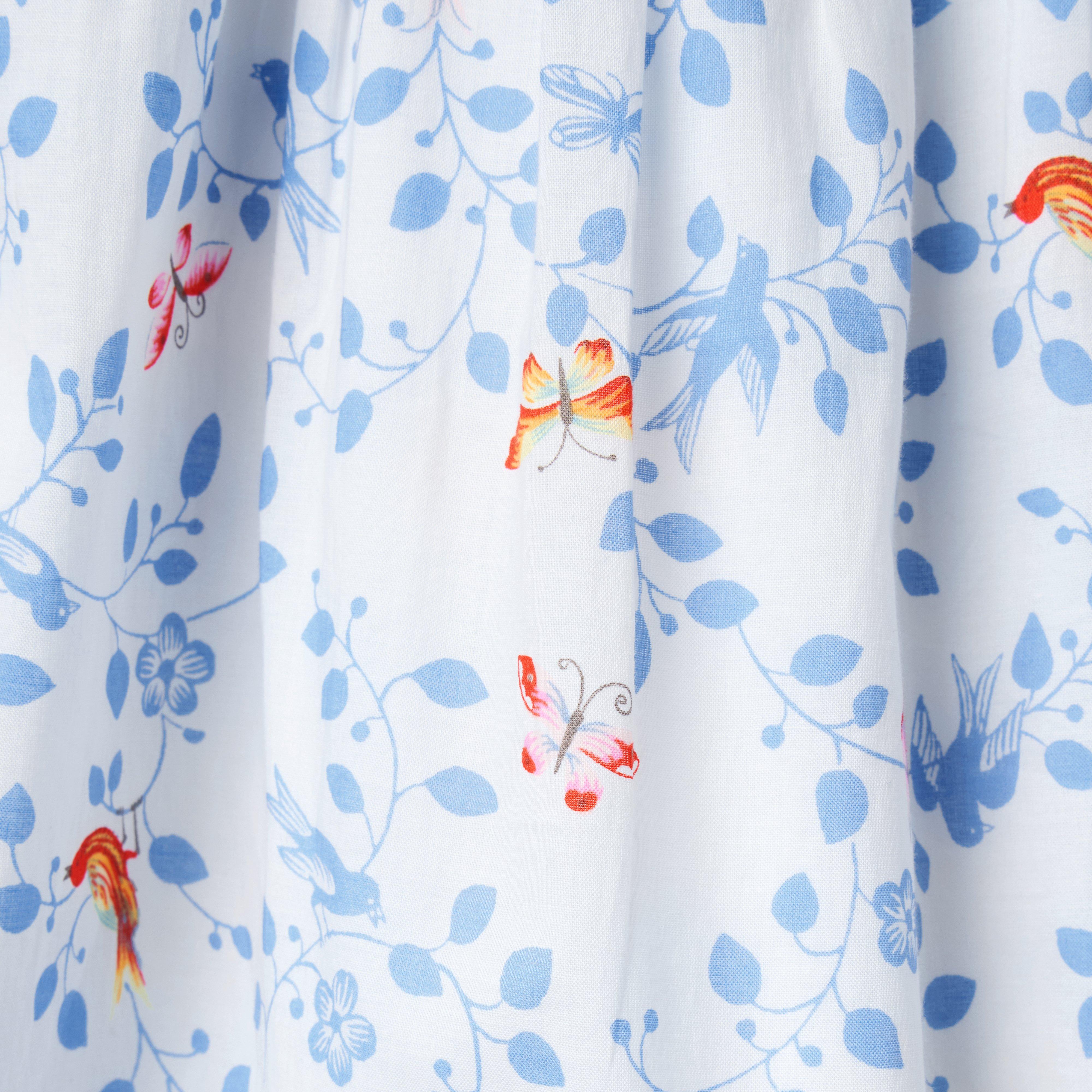 Bird Floral Puff Sleeve Dress image number 1