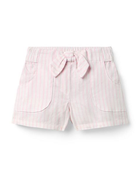 Linen-Cotton Striped Short