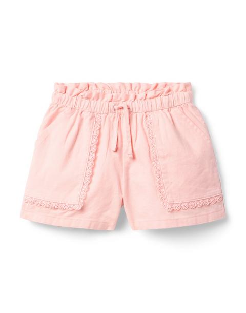 Lace Trim Canvas Short
