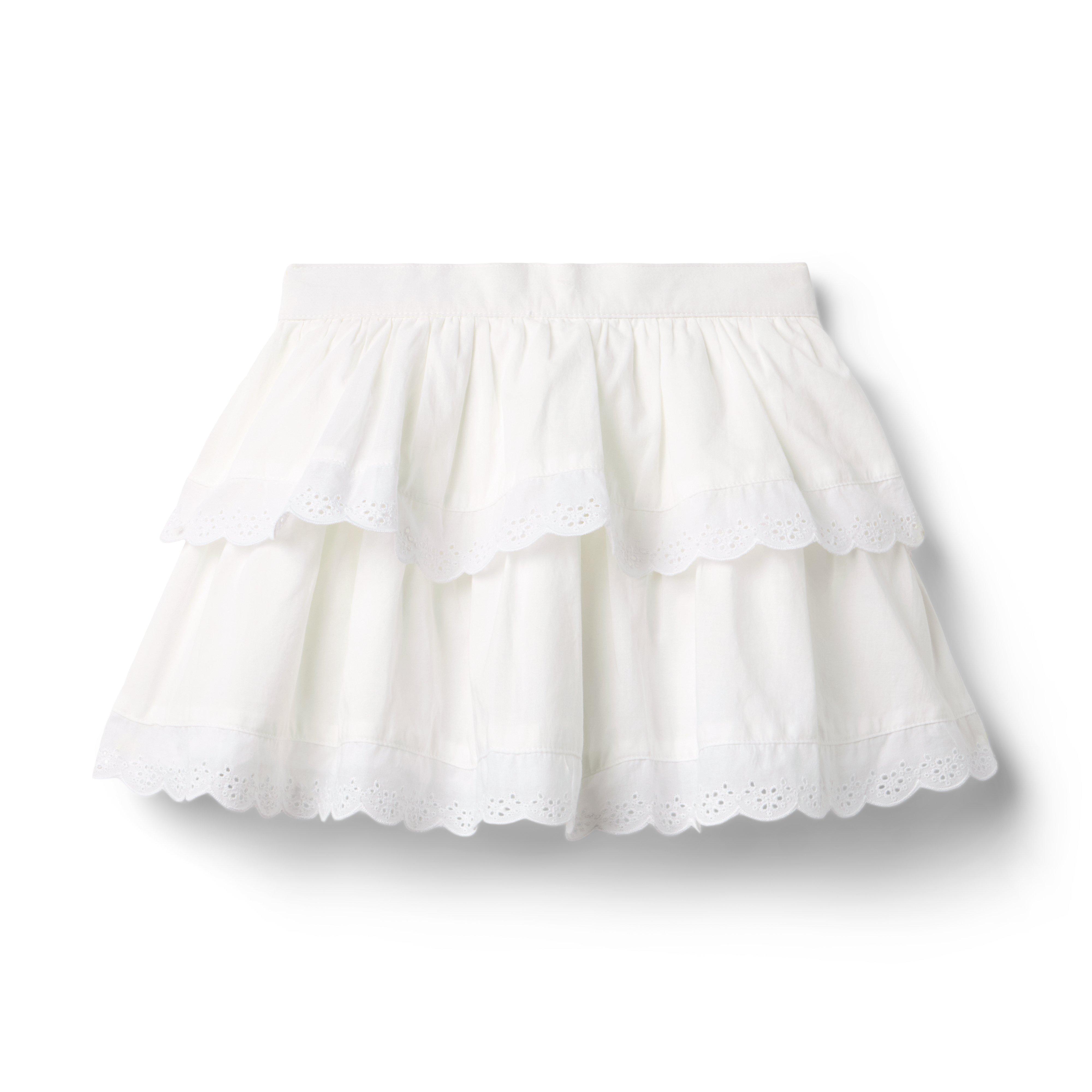 Eyelet Trim Tiered Skirt