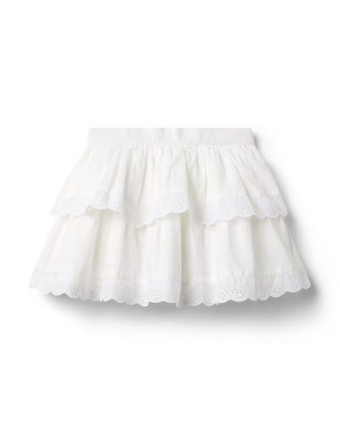 Eyelet Trim Tiered Skirt