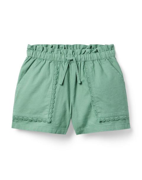 Lace Trim Canvas Short