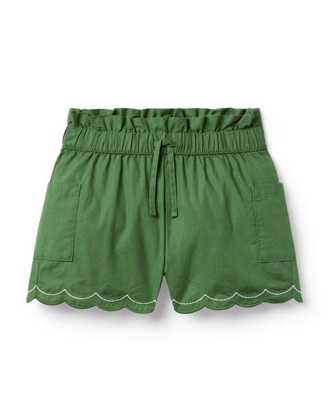 Poplin Scalloped Short - Moss Green