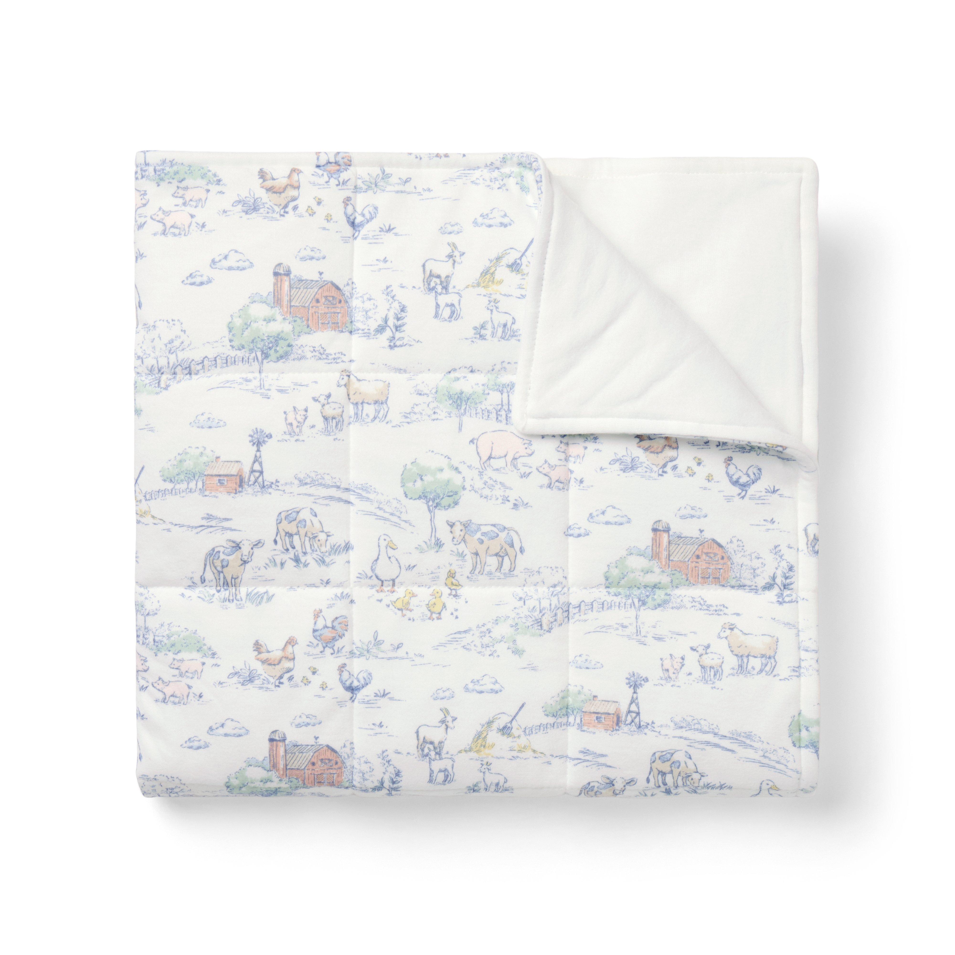 Baby Farm Animal Toile Quilted Blanket 