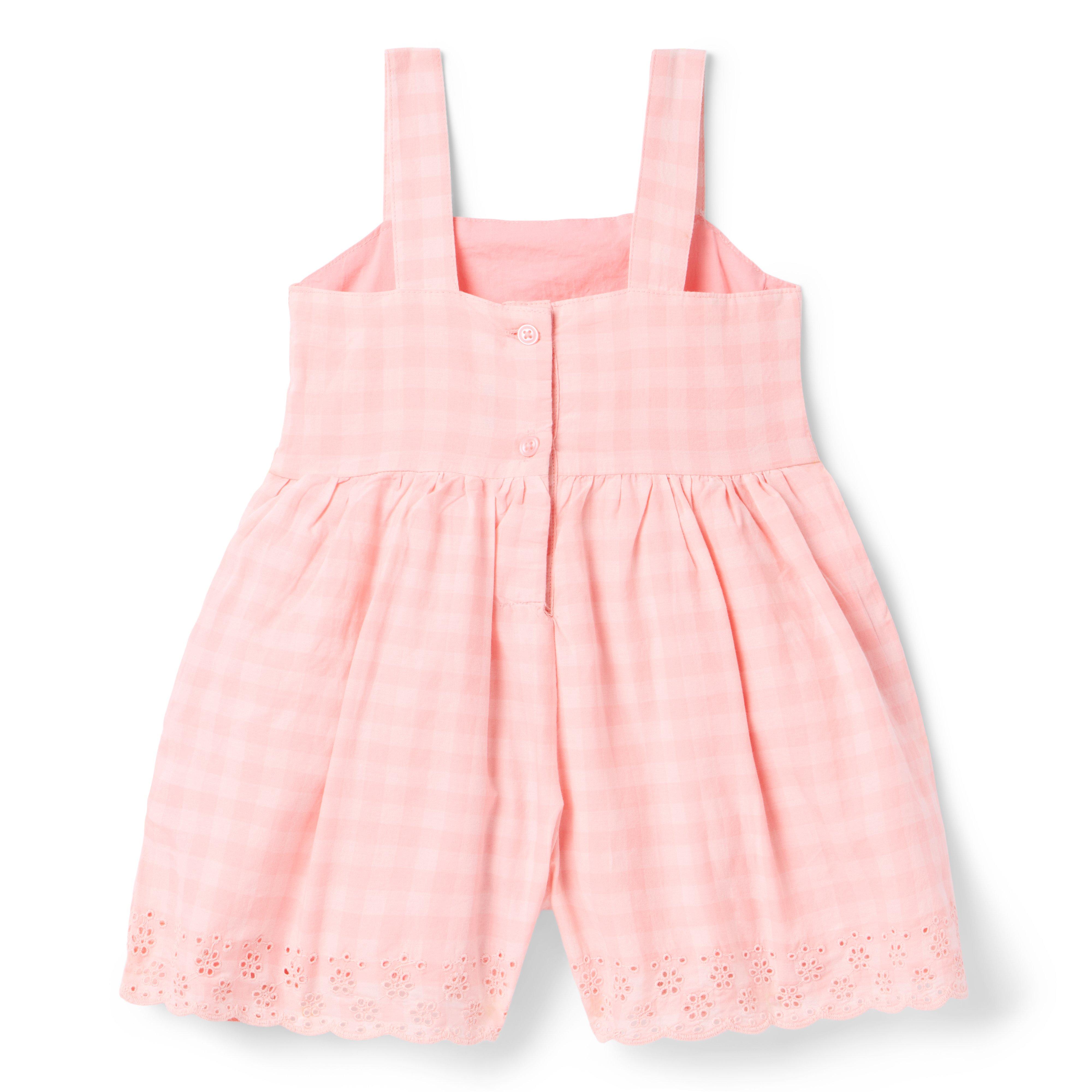 Gingham Eyelet Trim Romper image number 1